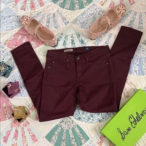 Ag Adriano Goldschmied The Legging Ankle Super Skinny Ankle 26Maroon Denim Pants